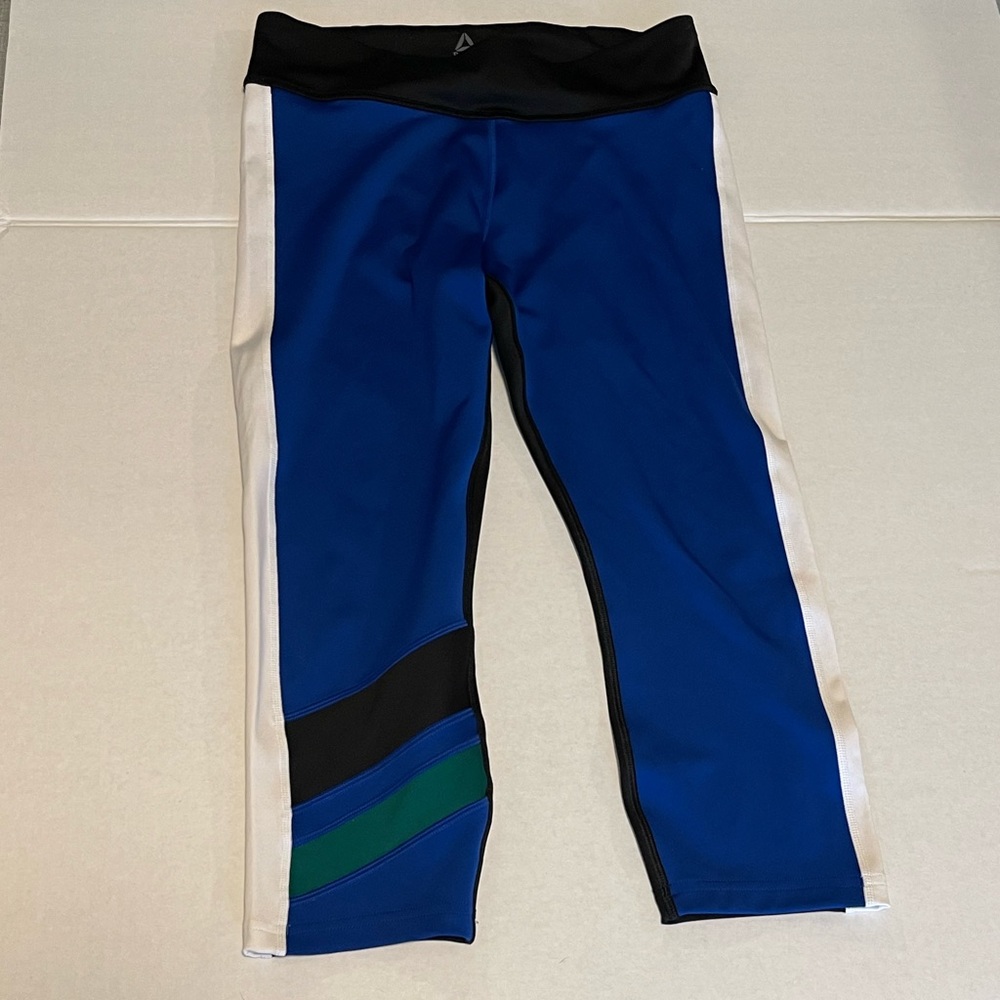 Reebok WOMENS cropped leggings medium black blue green white